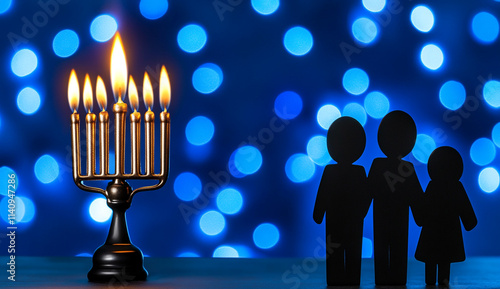 Festive Blue and Silver Bokeh Lights Background