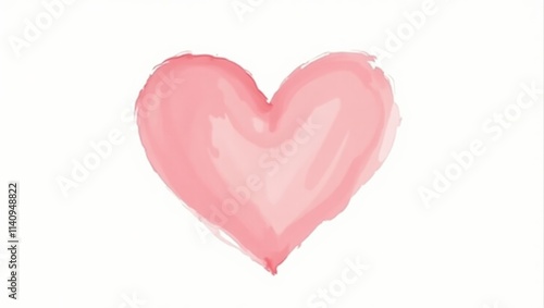 Pink watercolor heart representing love and affection on white background