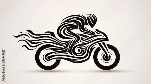 Dynamic Abstract Motorcycle Art with Flowing Lines and Motion Effects photo