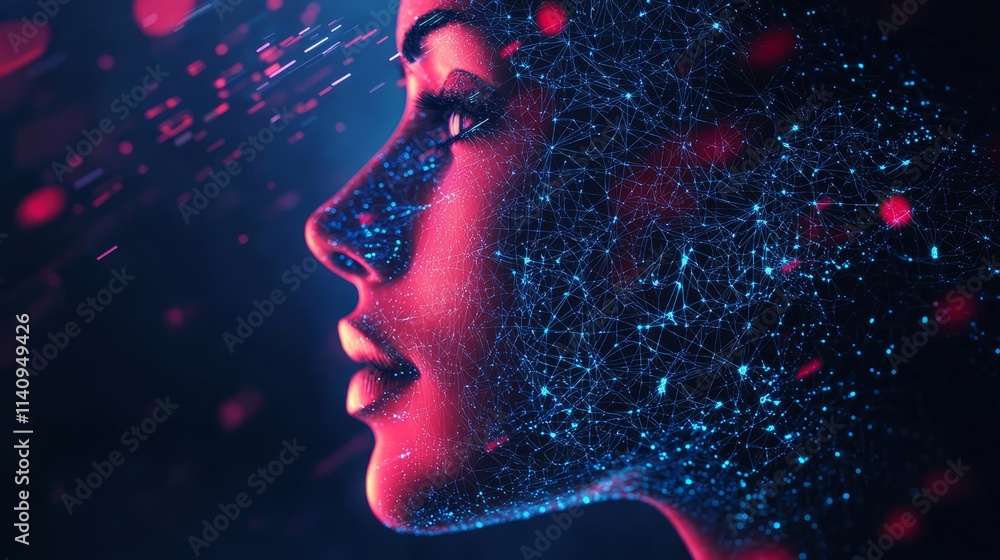 a woman's face with a futuristic interface in the background a woman's face with a futuristic interface in the background