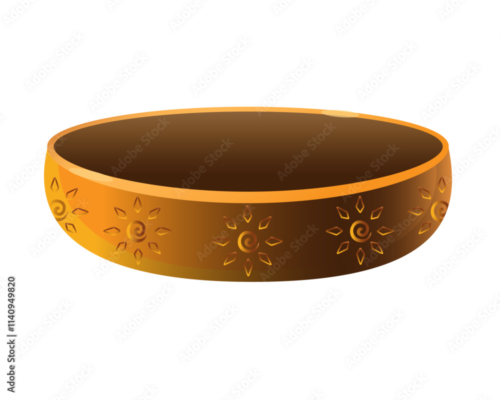 Candlestick, saucer - pottery folk product. Candlestick with a pattern in the form of the sun and a pen - vector full color picture. Traditional eco-friendly clay utensils - candlestick - saucer. Candlestick, saucer - pottery folk product. Candlestick with a pattern in the form of the sun and a pen - vector full color picture. Traditional eco-friendly clay utensils - candlestick - saucer.