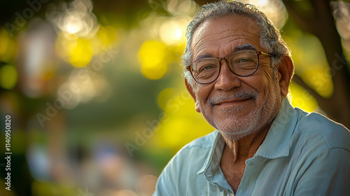 Obraz na płótnie Brazilian senior smiling outdoors in nature w salonie