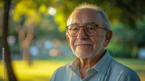 Obraz na płótnie Brazilian senior smiling outdoors in nature w salonie