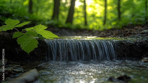 A small waterfall in the middle of a forest