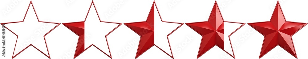 Five red stars on a white background represent a rating system for products or services, reflecting user satisfaction or disappointment Five red stars on a white background represent a rating system for products or services, reflecting user satisfaction or disappointment
