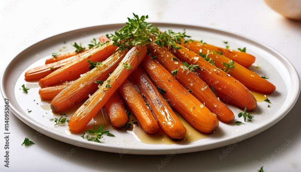 sauteed glazed carrots with butter and brown sugar served on a white plate garnished with herbs for added flavor sauteed glazed carrots with butter and brown sugar served on a white plate garnished with herbs for added flavor