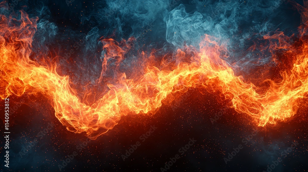 fire and smoke on a black background fire and smoke on a black background