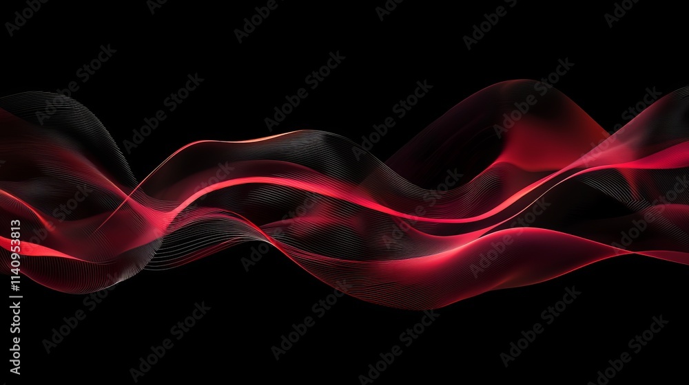 A red and black abstract background with wavy lines