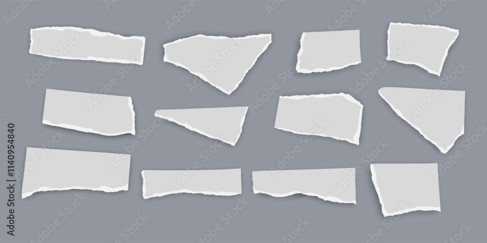 Set of torn paper fragments isolated on background, Vector illustration Set of torn paper fragments isolated on background, Vector illustration
