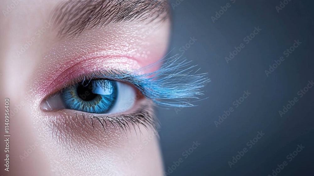 A woman with blue eyes and blue eyelashes A woman with blue eyes and blue eyelashes