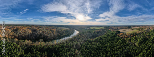 Panoramic overhead view of the Yadkin River in North Carolina photo