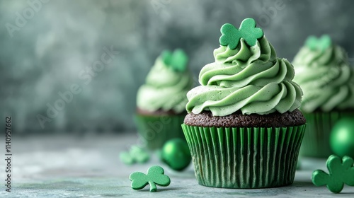 Wallpaper Mural A cupcake with green frosting and shamrocks on top Torontodigital.ca