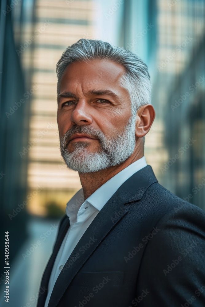 Business professional poses confidently in modern urban setting during sunny daylight Business professional poses confidently in modern urban setting during sunny daylight
