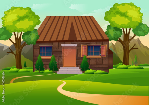 Rural countryside home landscape