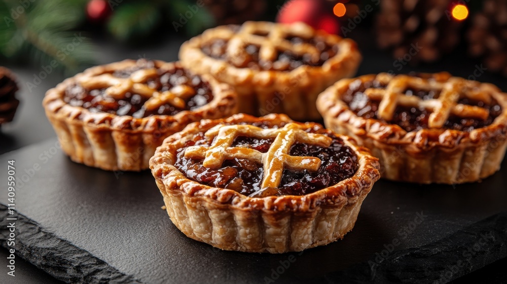 Elegant studio photography featuring various mince pie sizes shapes Elegant studio photography featuring various mince pie sizes shapes