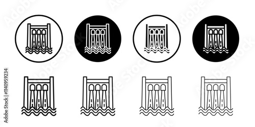 Hydroelectric dam icon Simple thin outline