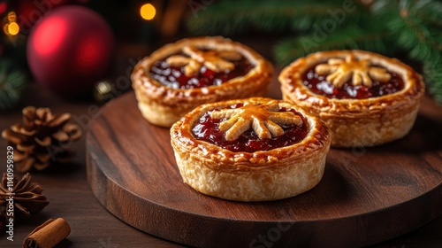 Wallpaper Mural Closeup image of mouthwatering mince pies on rustic board Torontodigital.ca