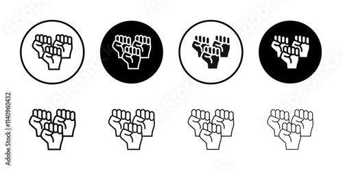 raised fists icon Simple thin outline