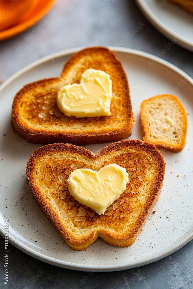 A plate with two pieces of toast with butter on top of it A plate with two pieces of toast with butter on top of it