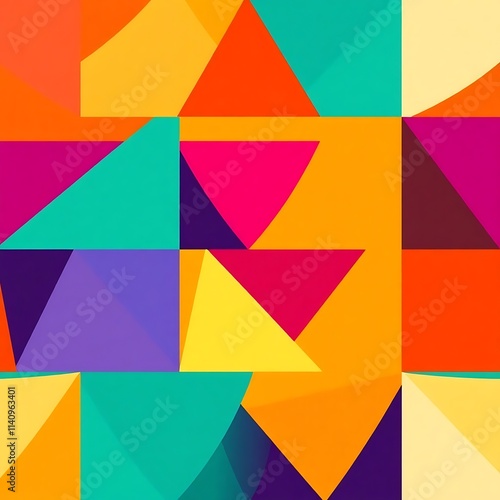 Vibrant Abstract Geometric Pattern: A captivating and colorful seamless pattern featuring a kaleidoscope of geometric shapes.