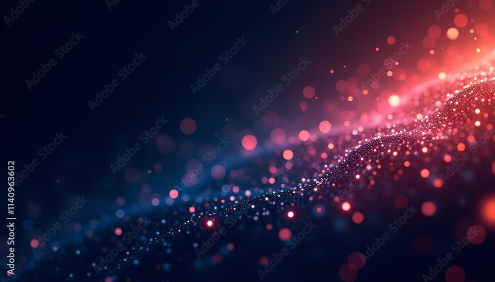 Abstract shimmering particles in colorful wave motion Abstract shimmering particles in colorful wave motion