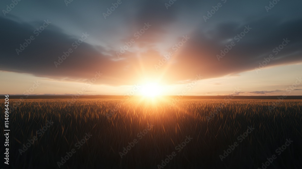 A field of grass with a sun in the sky A field of grass with a sun in the sky