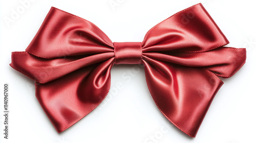 An elegant red ribbon, isolated on white background, beauty of silk and satin as a perfect decoration element for birthday and anniversary, adding a festive touch to any celebration.