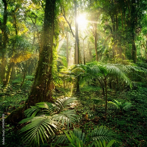 Sonnenflecken und Schatten im tropischen Regenwald photo