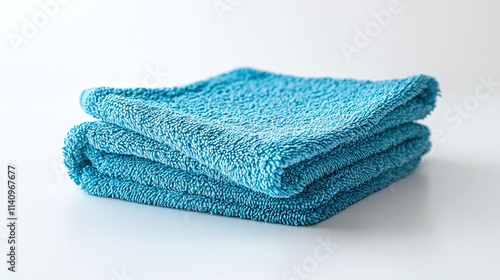 Isolated microfiber cloth rag on white background, clean and textile surface, old grunge equipment for household cleaning and hygiene tasks.