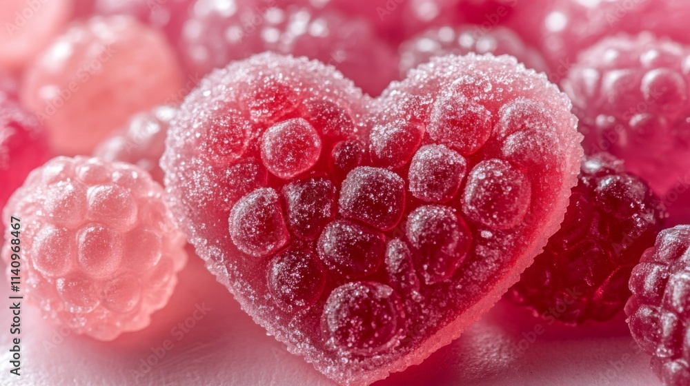 Sugary Heart Shaped Raspberry Candy Candies Sugary Heart Shaped Raspberry Candy Candies