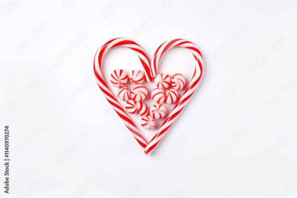 Heart-Shaped Arrangement of Red and White Candy Canes with Festive Peppermint Candies for Holiday Celebrations and Sweet Treats Inspiration Heart-Shaped Arrangement of Red and White Candy Canes with Festive Peppermint Candies for Holiday Celebrations and Sweet Treats Inspiration