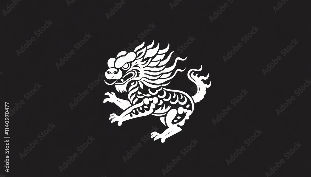 Iconic Logo Lion Dance or Barongsai. Logo Lion Dance - Tatto - Symbol Iconic Logo Lion Dance or Barongsai. Logo Lion Dance - Tatto - Symbol