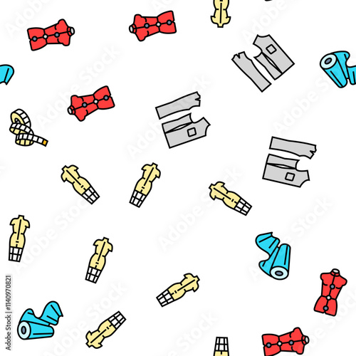 dressmaking fashion sewing style vector seamless pattern thin line illustration