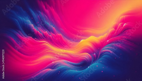 Vibrant Waves Enhanced with Sparkling Particles in Beautiful Gradient Colors. Abstract background.