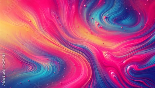 Vibrant Waves Enhanced with Sparkling Particles in Beautiful Gradient Colors. Abstract background.