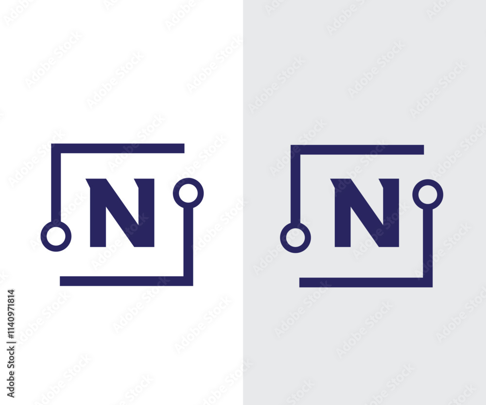 letter n tech connection logo design template letter n tech connection logo design template