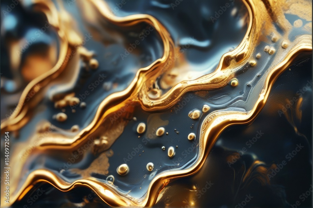 Abstract Gold Liquid Waves with Bubbles Abstract Gold Liquid Waves with Bubbles