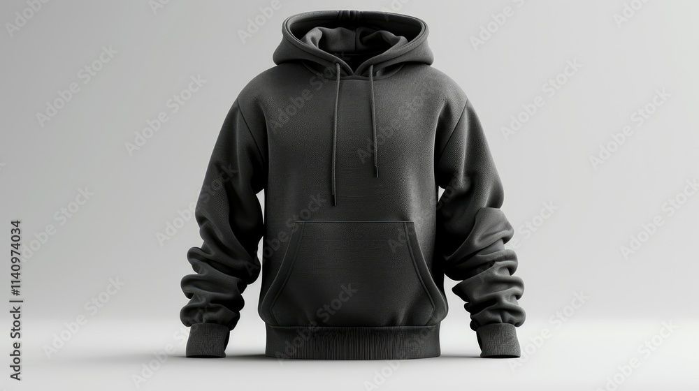 A gray hoodie displayed against a neutral background, showcasing its design and style. A gray hoodie displayed against a neutral background, showcasing its design and style.