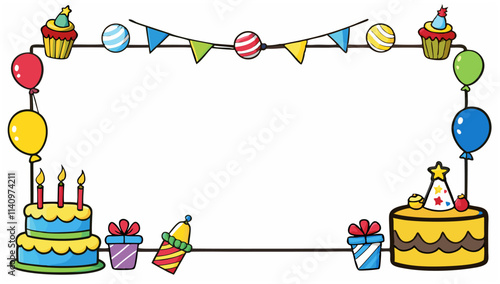 Colorful birthday border design suitable for celebrations