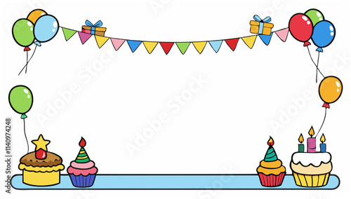Colorful birthday border design for celebrations and invitations