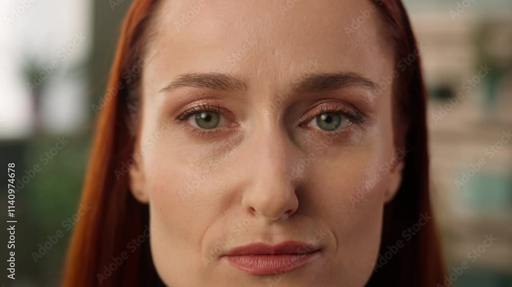 Close up face Caucasian businesswoman girl employer confident female business woman in office open eyes green eyeball looking at camera health medical care eye vision eyesight makeup portrait indoors Close up face Caucasian businesswoman girl employer confident female business woman in office open eyes green eyeball looking at camera health medical care eye vision eyesight makeup portrait indoors