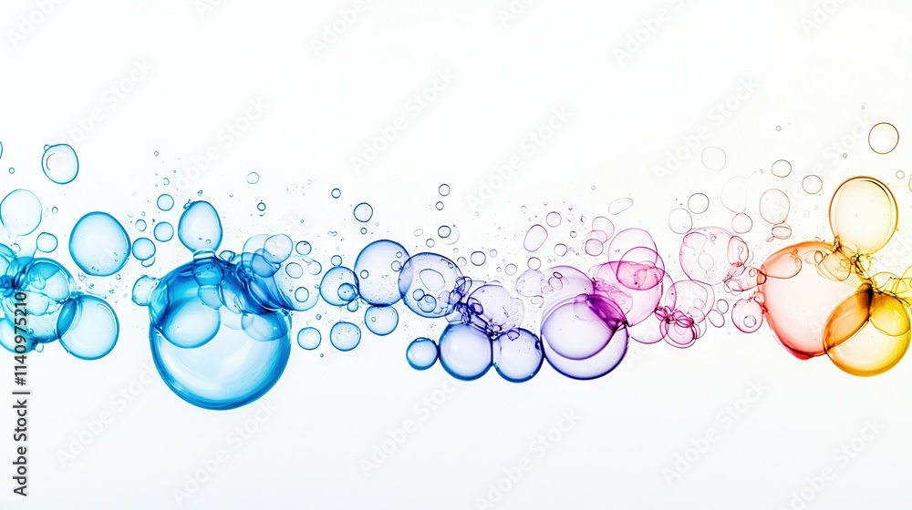 Blue-red bubble duo floats on white surface against white backdrop Blue-red bubble duo floats on white surface against white backdrop