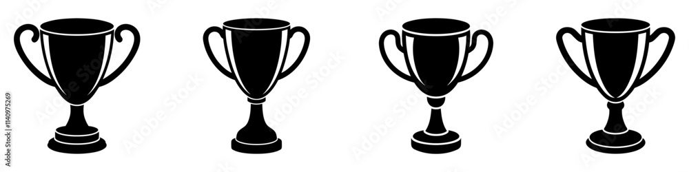 Set of vector icons representing trophy cups, symbolizing success, achievement, and winning Set of vector icons representing trophy cups, symbolizing success, achievement, and winning