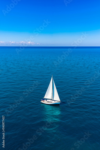 A sailboat floating in the middle of a large body of water