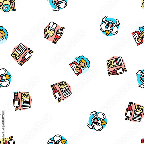 woman health medical care vector seamless pattern thin line illustration