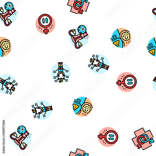 woman health medical care vector seamless pattern thin line illustration