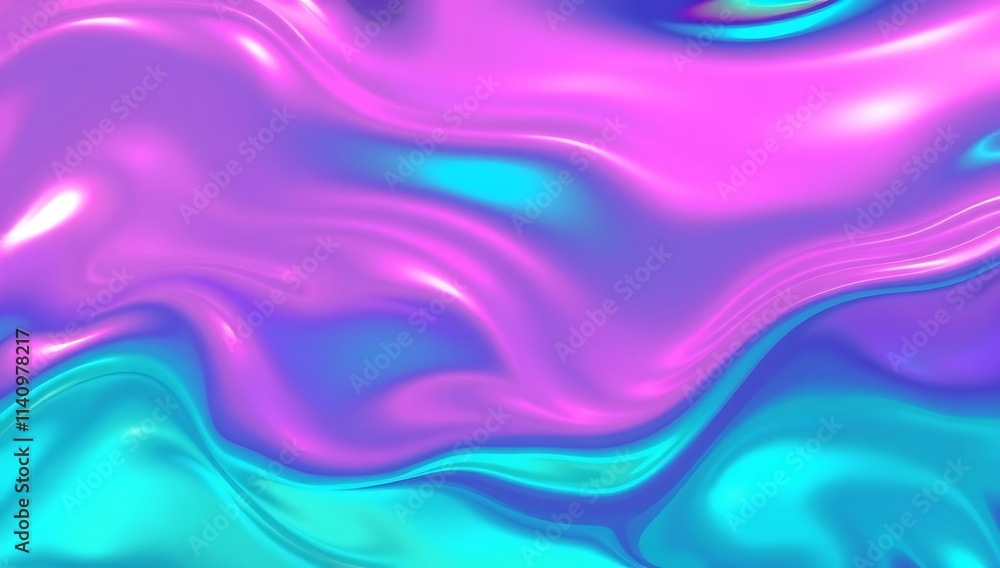 Naklejka premium Abstract iridescent waves flowing vibrant colors