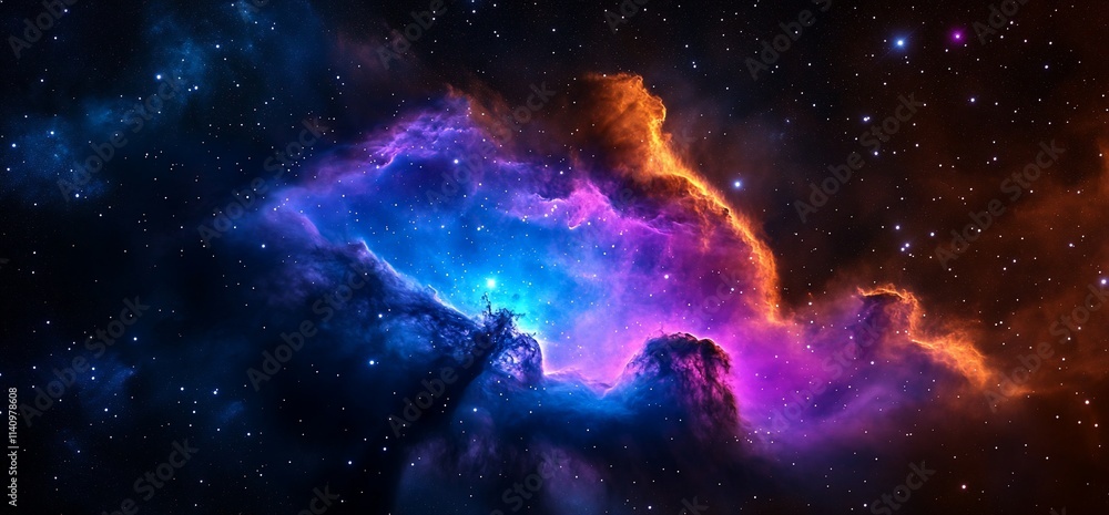 Vibrant nebula in space with colorful cosmic clouds and bright stars. Vibrant nebula in space with colorful cosmic clouds and bright stars.