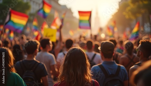 Powerful Night March Shows Countless Rainbow Flags Raised High During LGBTQ+ Rights Rally- Pride Month theme