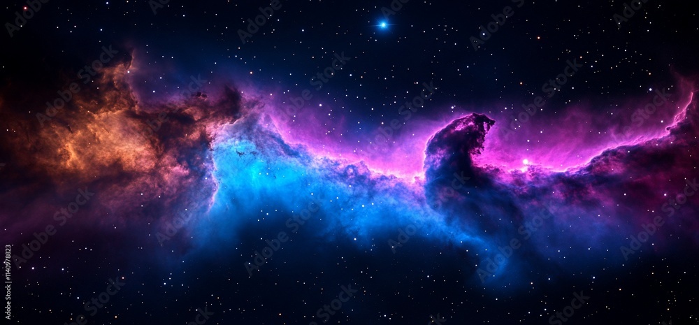 Vibrant nebula in deep space with cosmic dust and stars. Vibrant nebula in deep space with cosmic dust and stars.